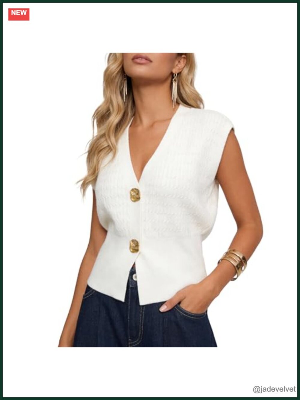 Sleeveless Cable Knit Sweater Vest V-Neck Pullover Lightweight Cardigan